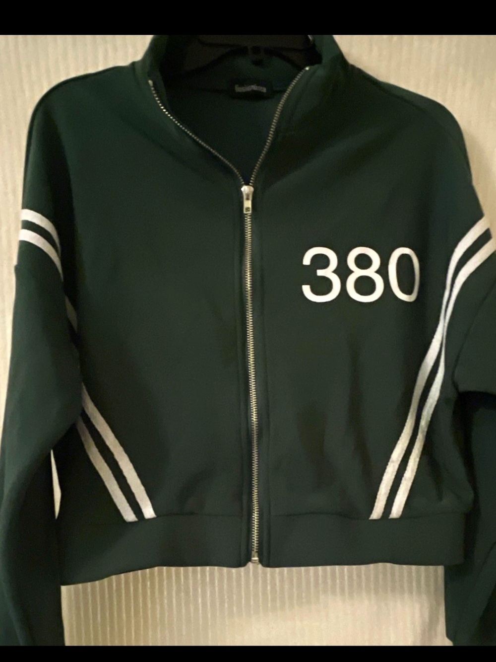 Squid game Women’s Dark Green Zip-Front Track Jacket with Number